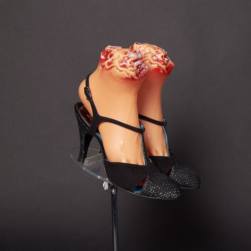 1960s Slingback T-strap Black Sparkle Heels
